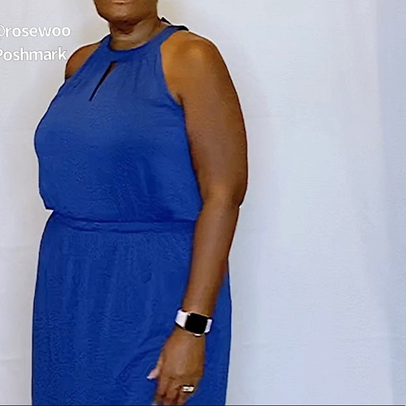 Women's High Neck Knit Blue Dress